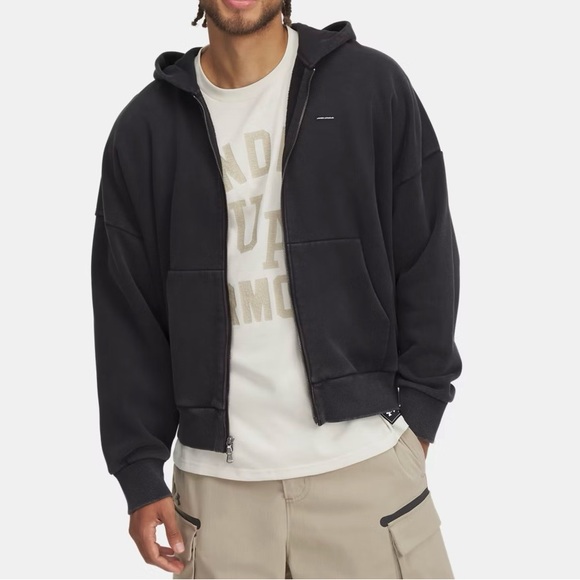 UA Icon Heavyweight Fleece Wash Men's Black Hoodie Sweater medium - Picture 1 of 4